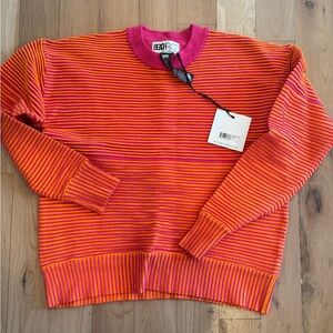 Beach Riot Orange and Pink Striped Crewneck Top